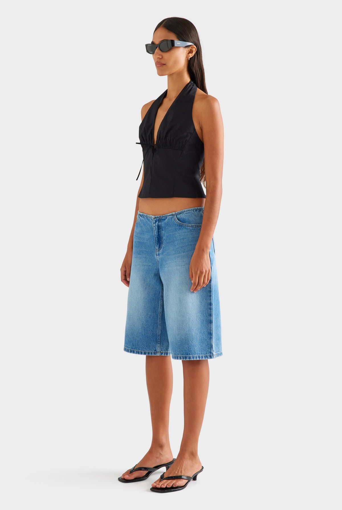 Fitted Cotton Halter - Black