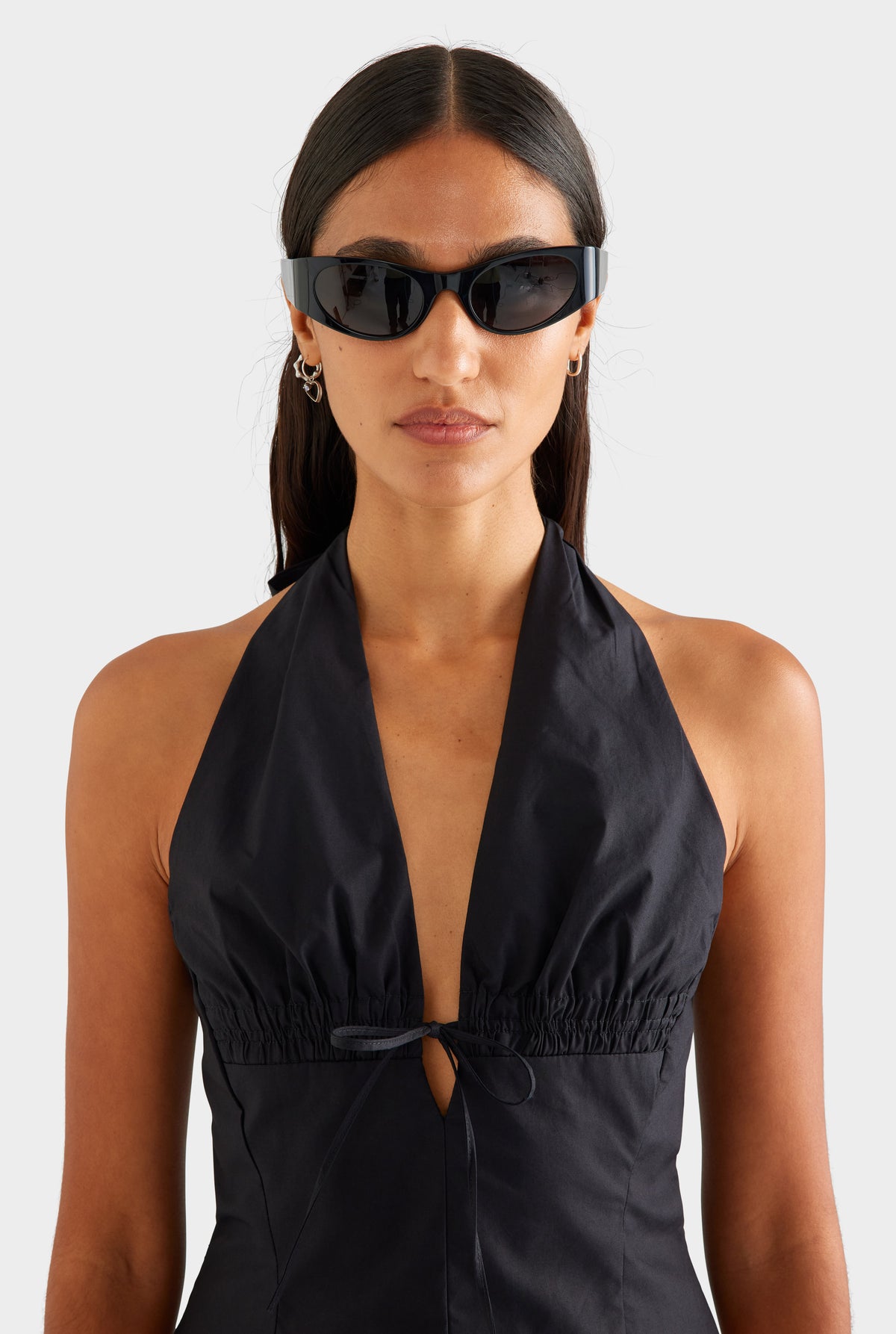 Fitted Cotton Halter - Black
