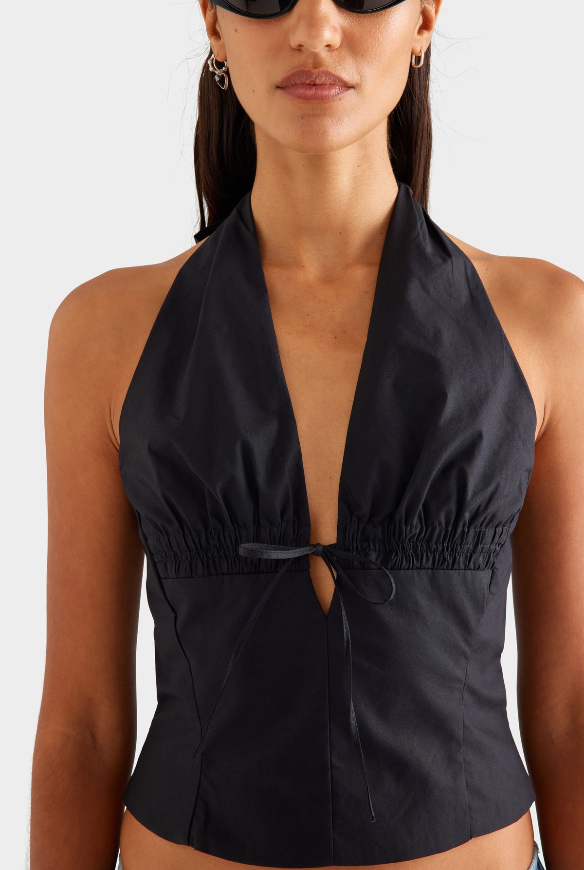 Fitted Cotton Halter - Black