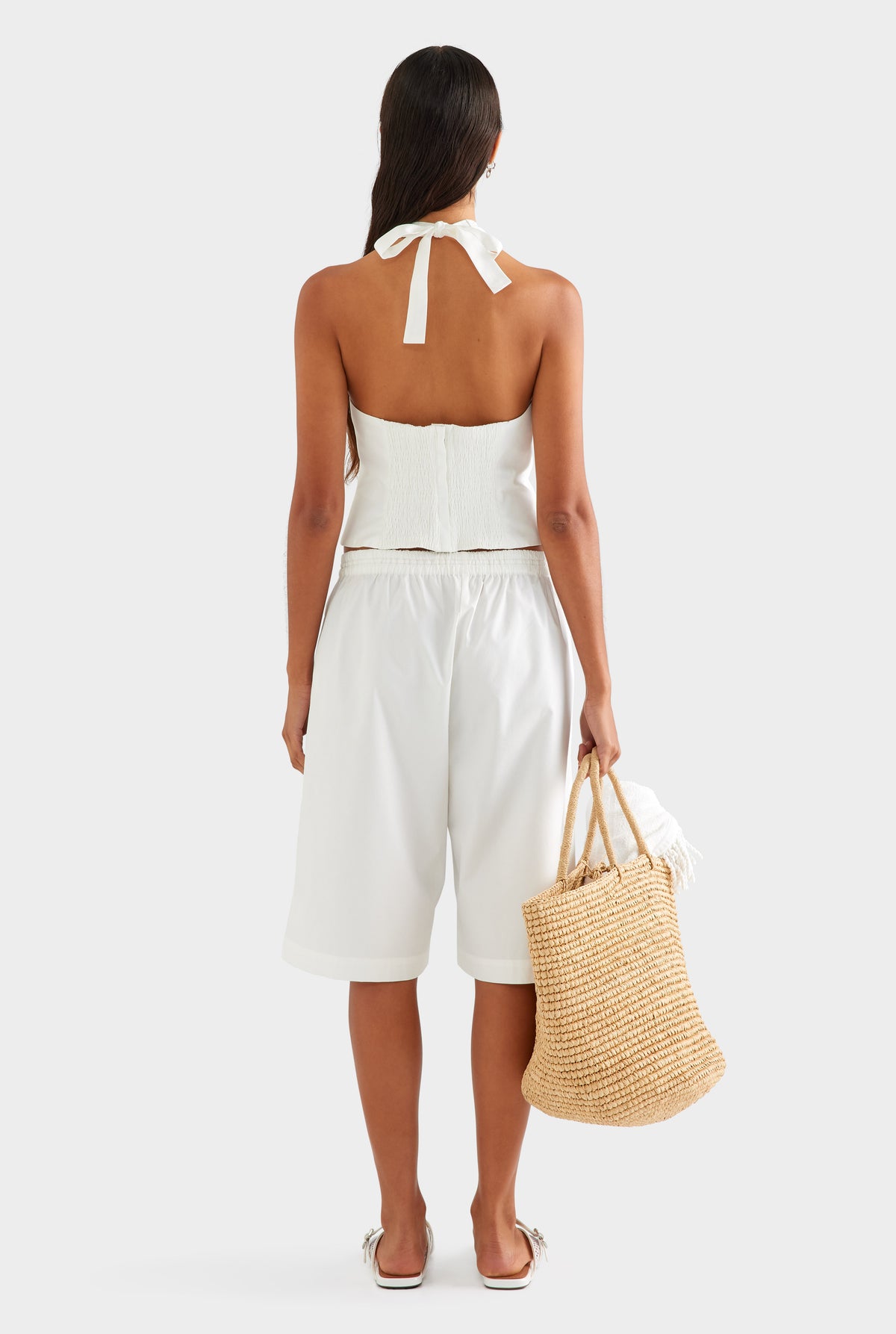 Fitted Cotton Halter - White