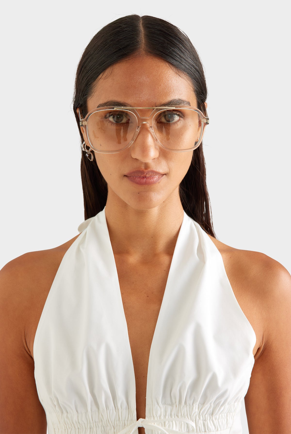 Fitted Cotton Halter - White