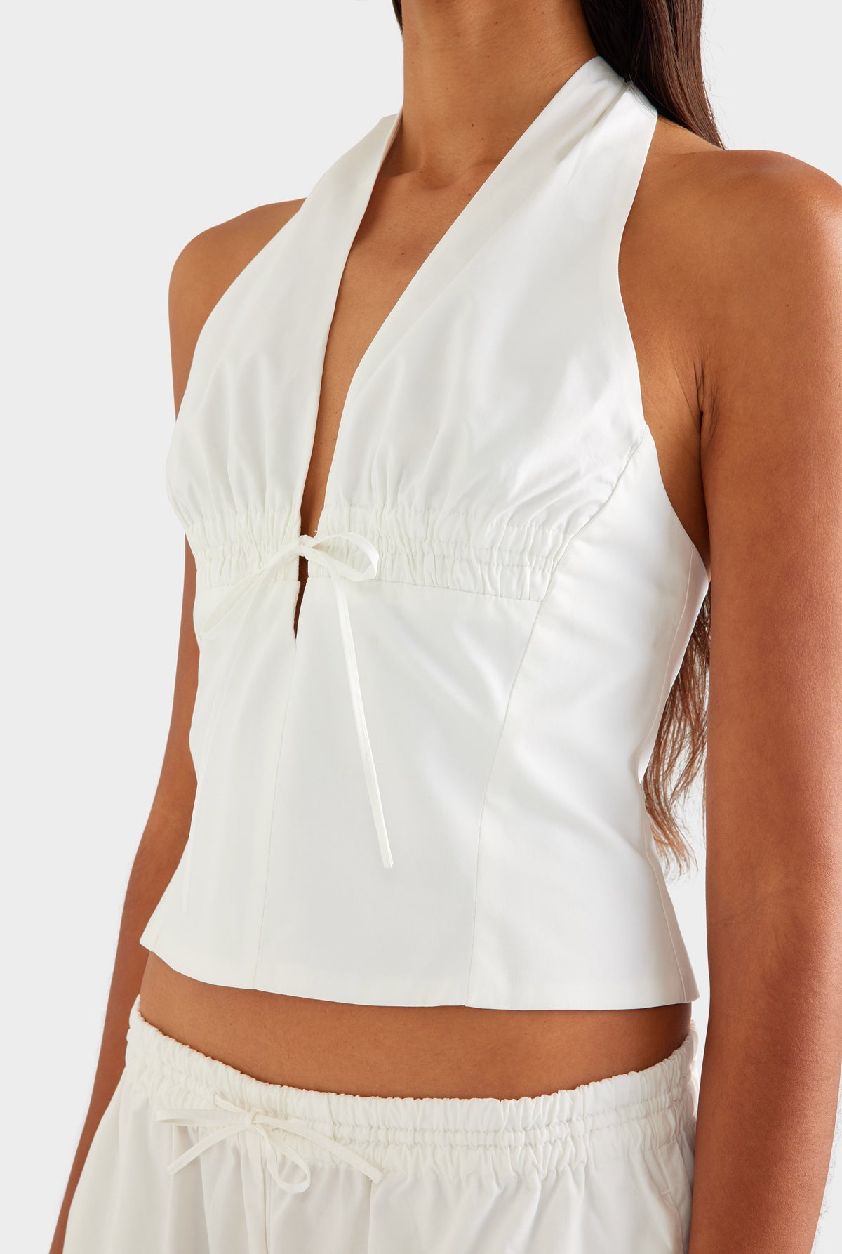 Fitted Cotton Halter - White