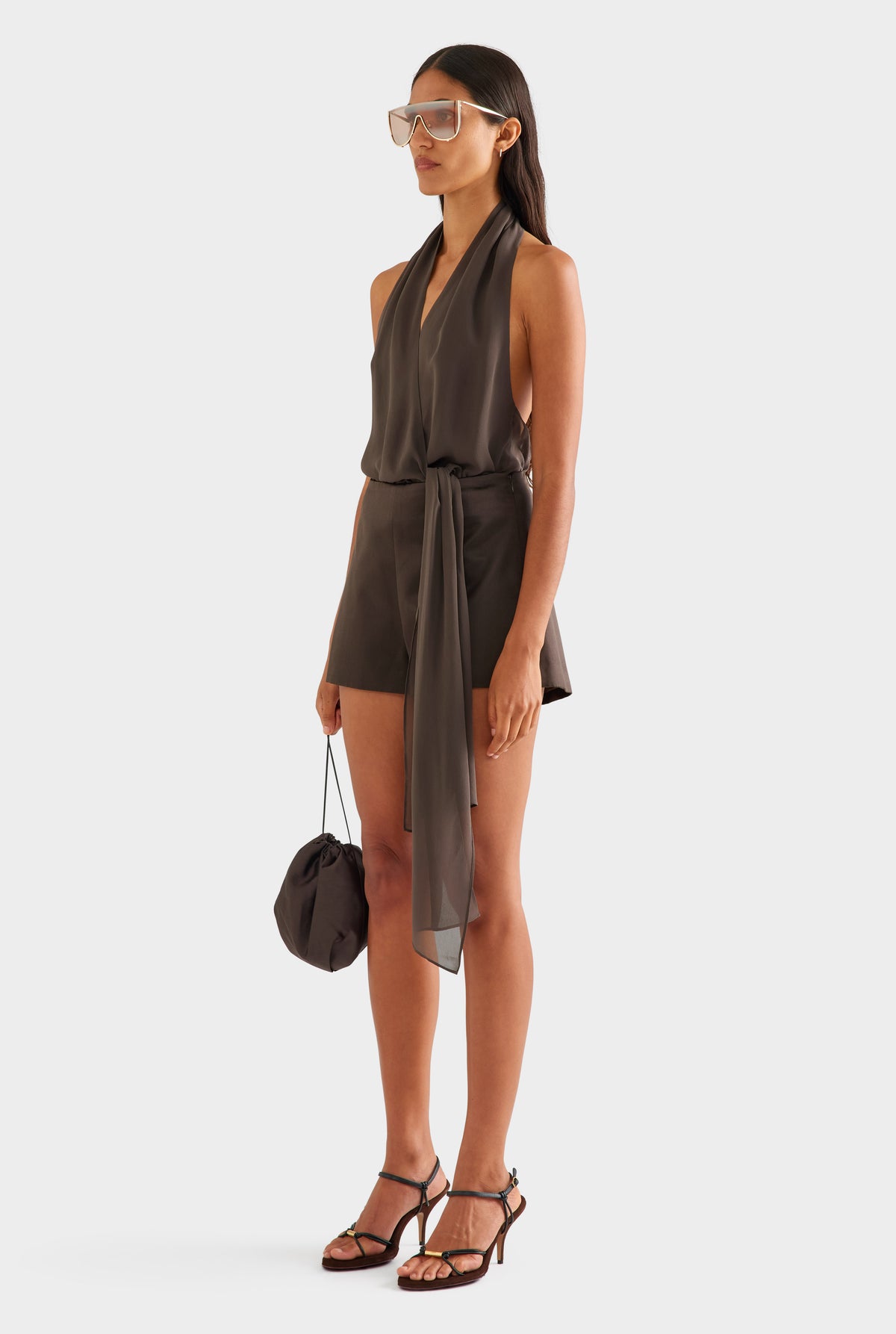 Silk Cotton High Waisted Short - Cacao