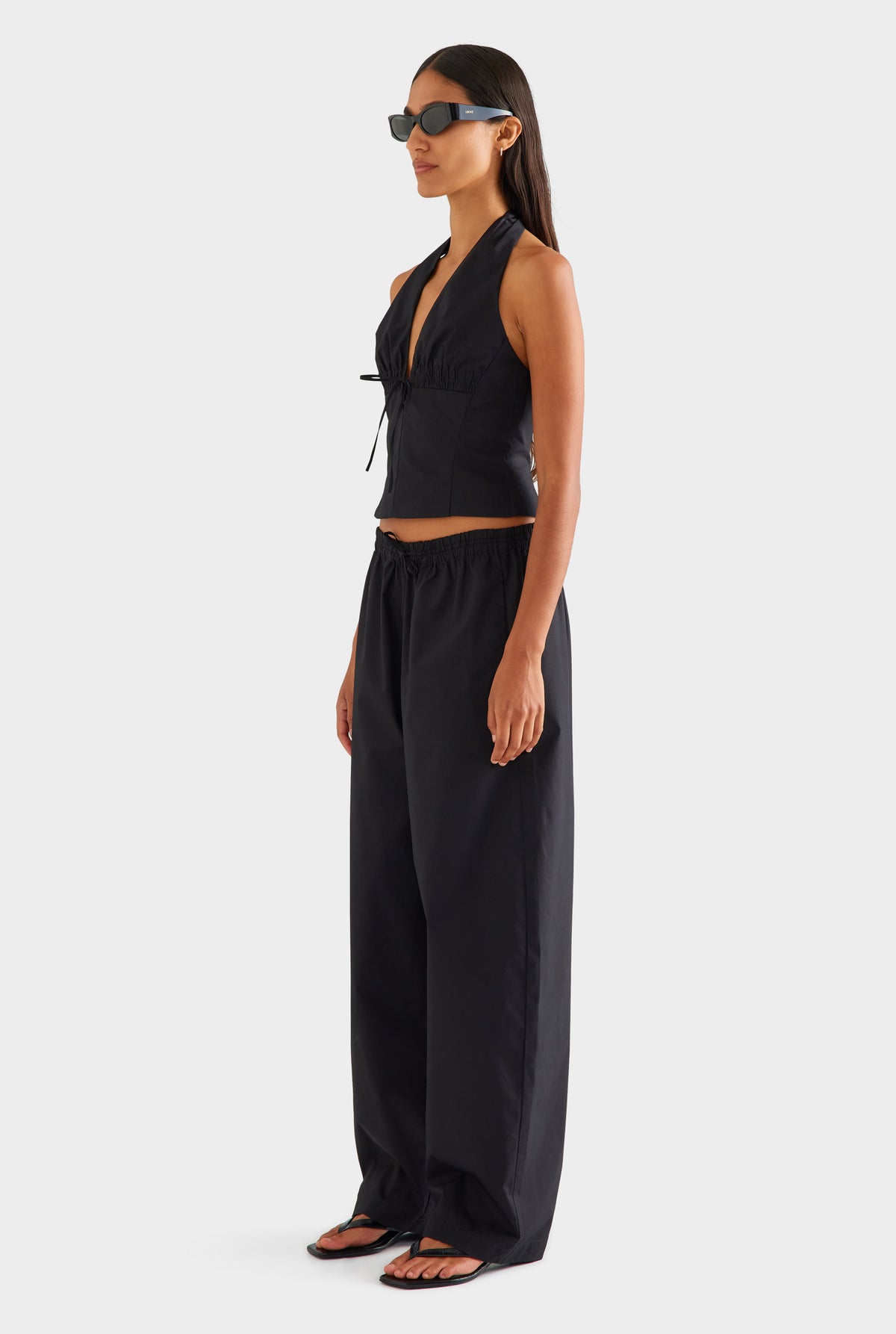 Cotton Barrel Leg Pant - Black