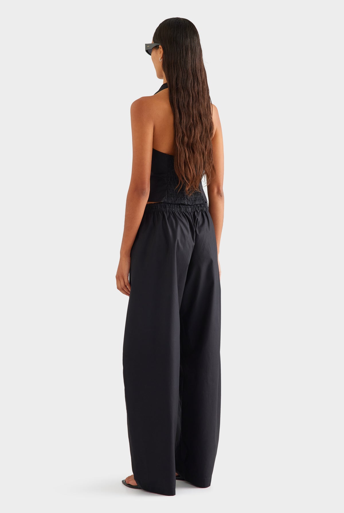 Cotton Barrel Leg Pant - Black