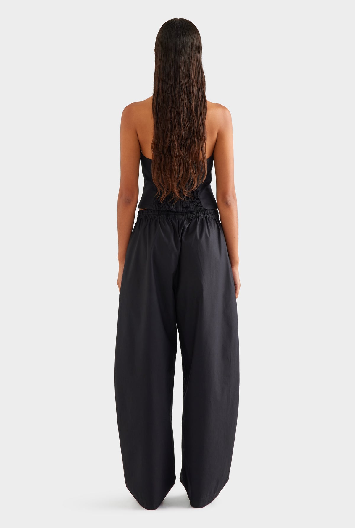 Cotton Barrel Leg Pant - Black