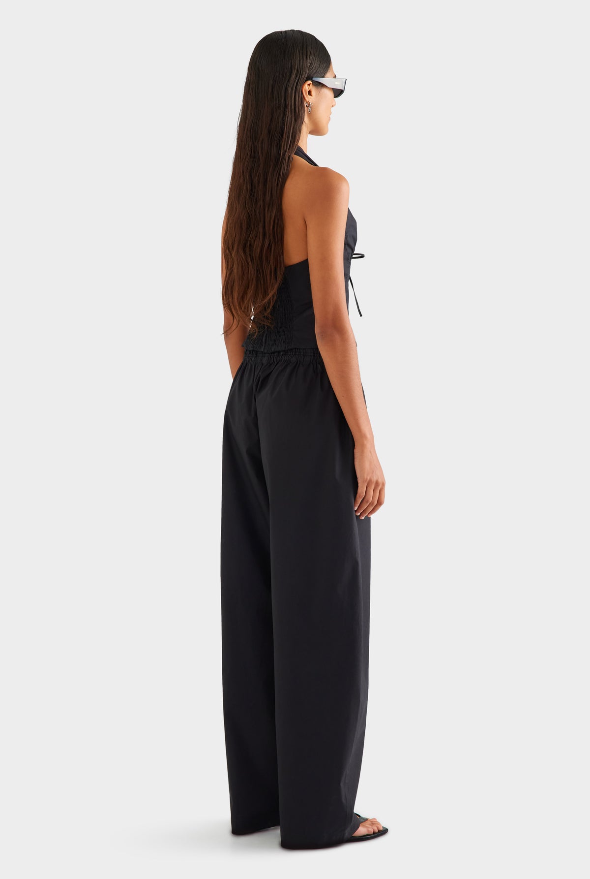 Cotton Barrel Leg Pant - Black