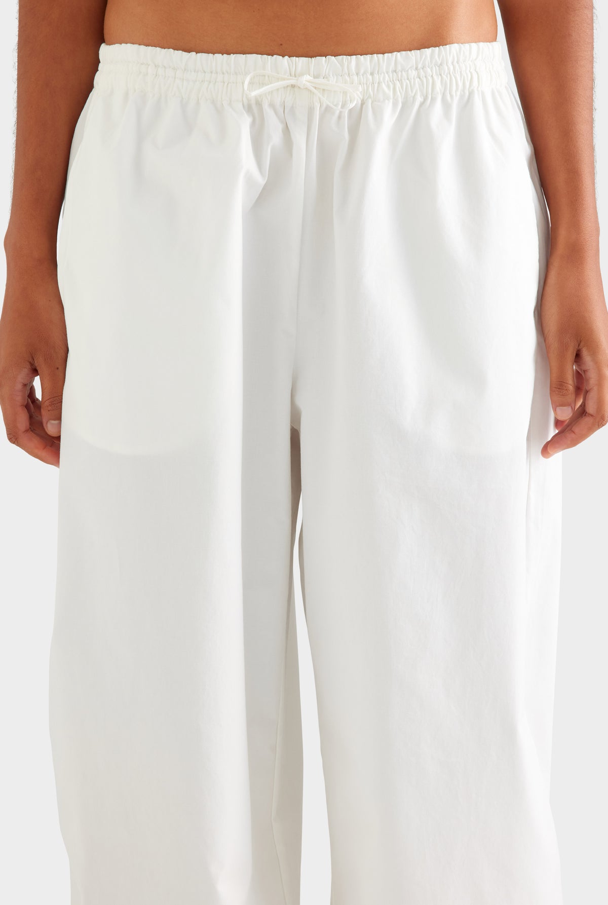 Cotton Barrel Leg Pant - White
