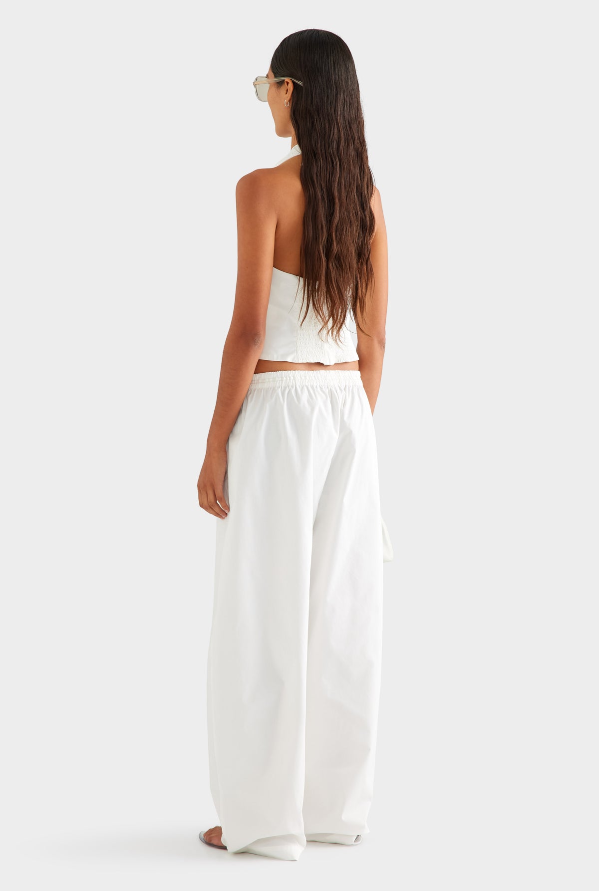 Cotton Barrel Leg Pant - White