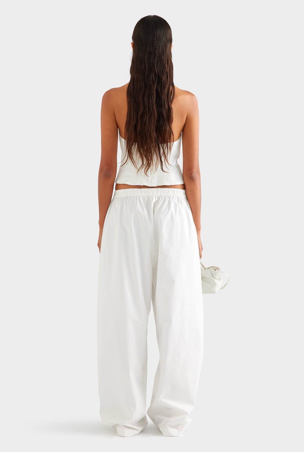 Cotton Barrel Leg Pant - White