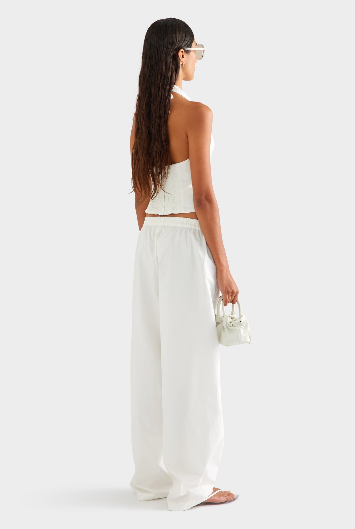 Cotton Barrel Leg Pant - White