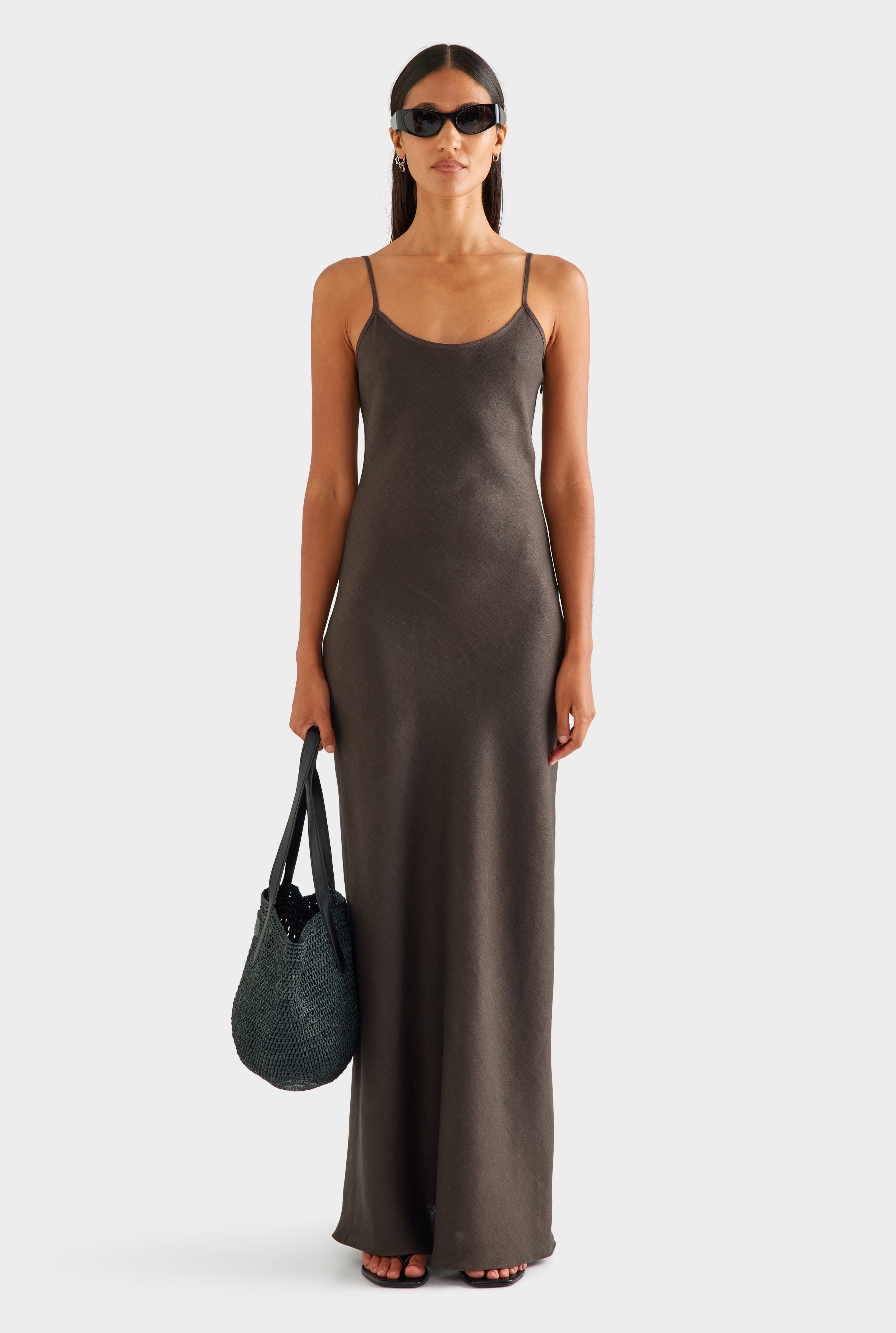 Linen Slip Dress - Cacao
