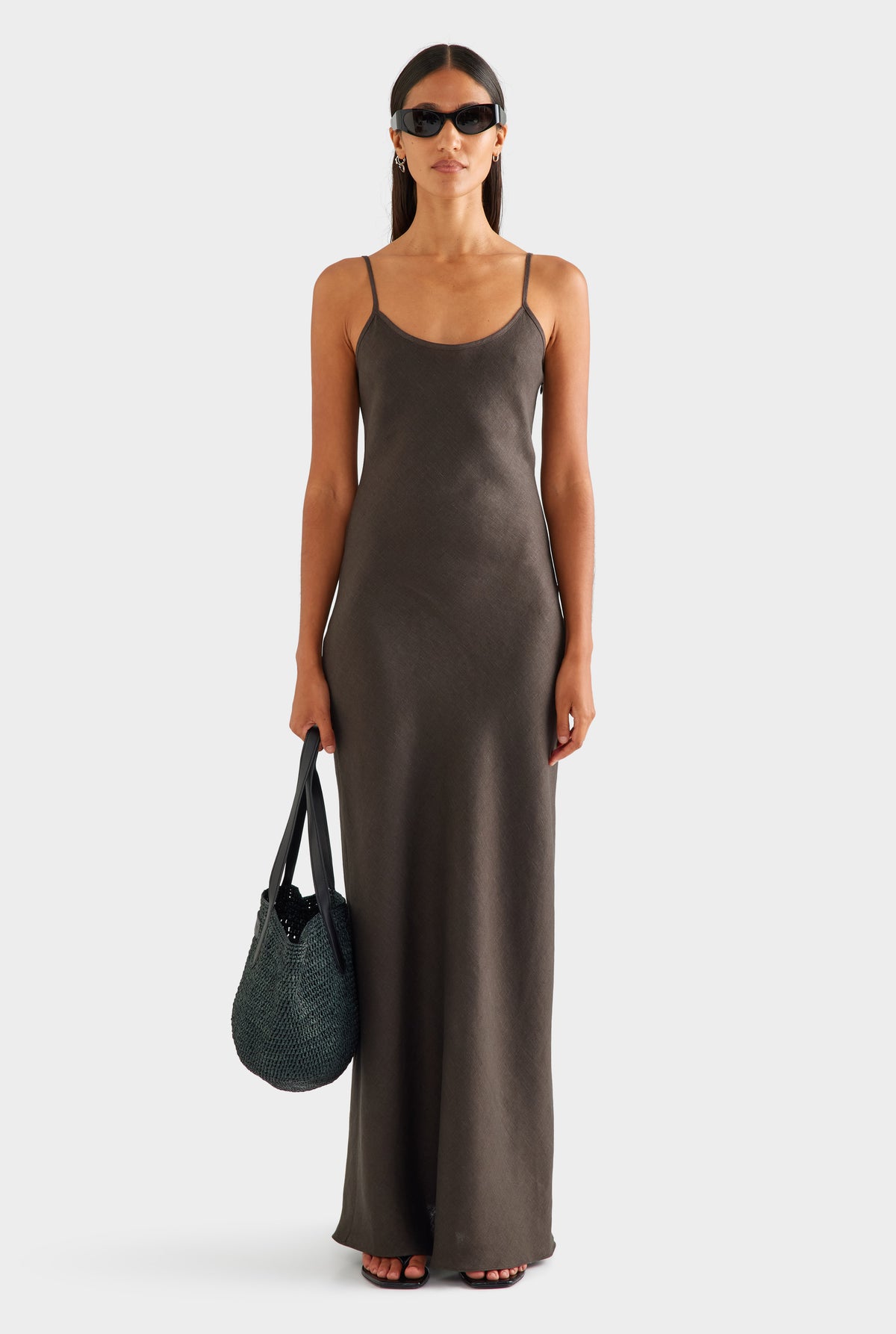 Linen Slip Dress - Cacao
