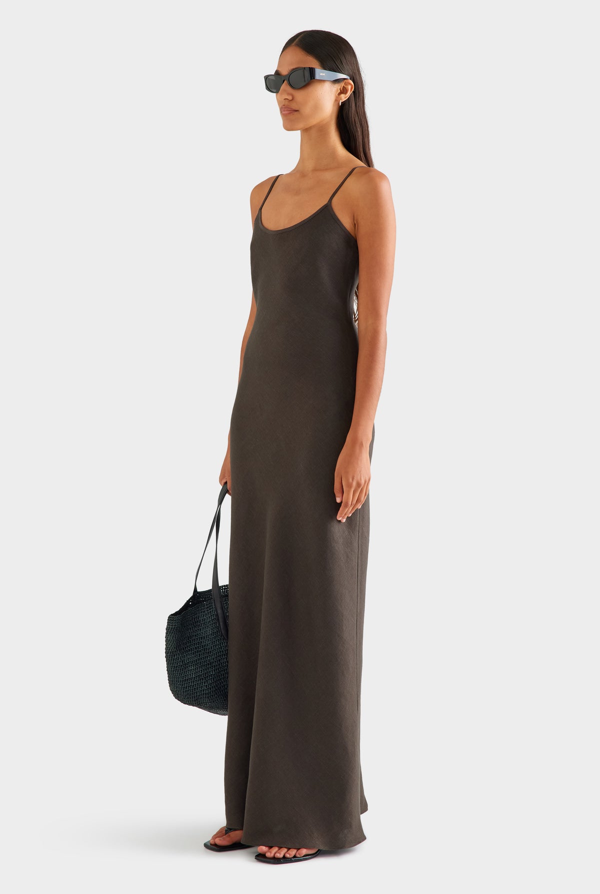 Linen Slip Dress - Cacao