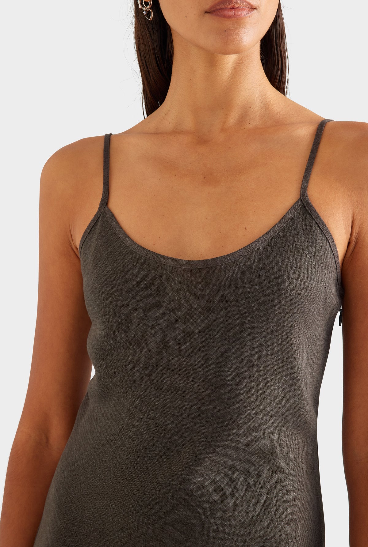 Linen Slip Dress - Cacao