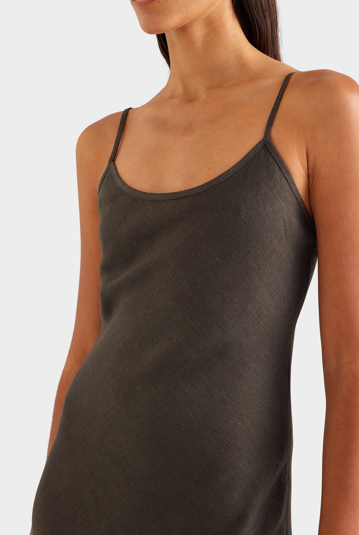 Linen Slip Dress - Cacao