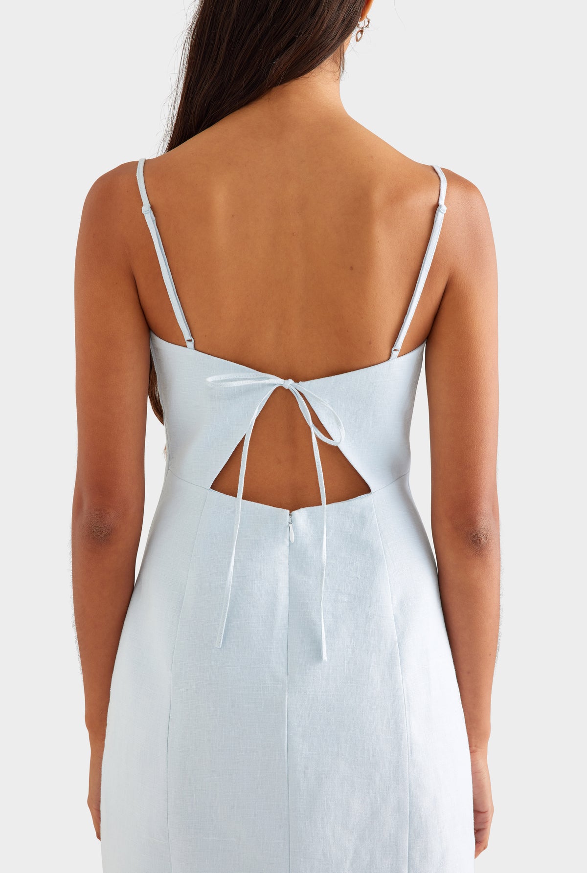 Linen Panelled Mini Dress - Ice Blue