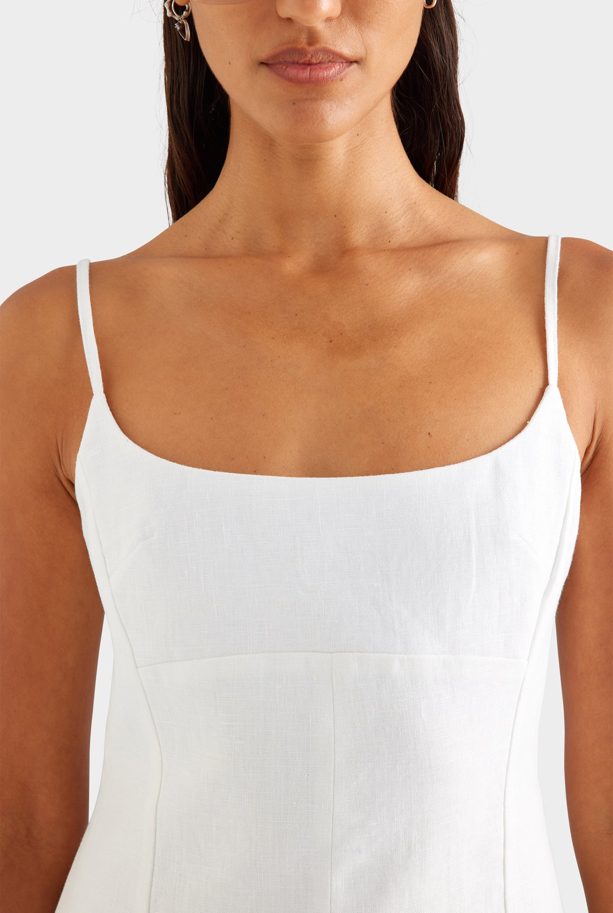 Linen Panelled Mini Dress - White