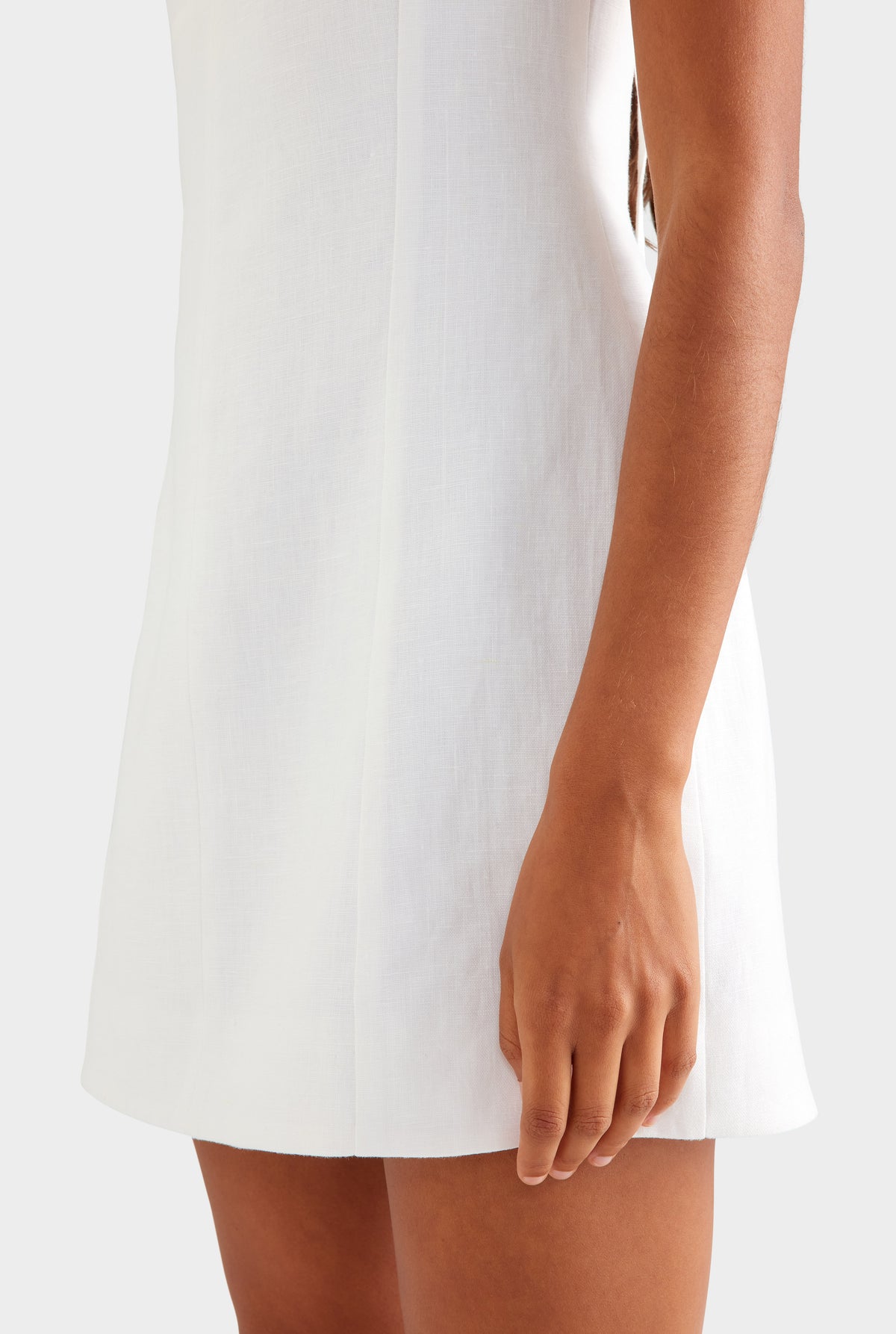 Linen Panelled Mini Dress - White