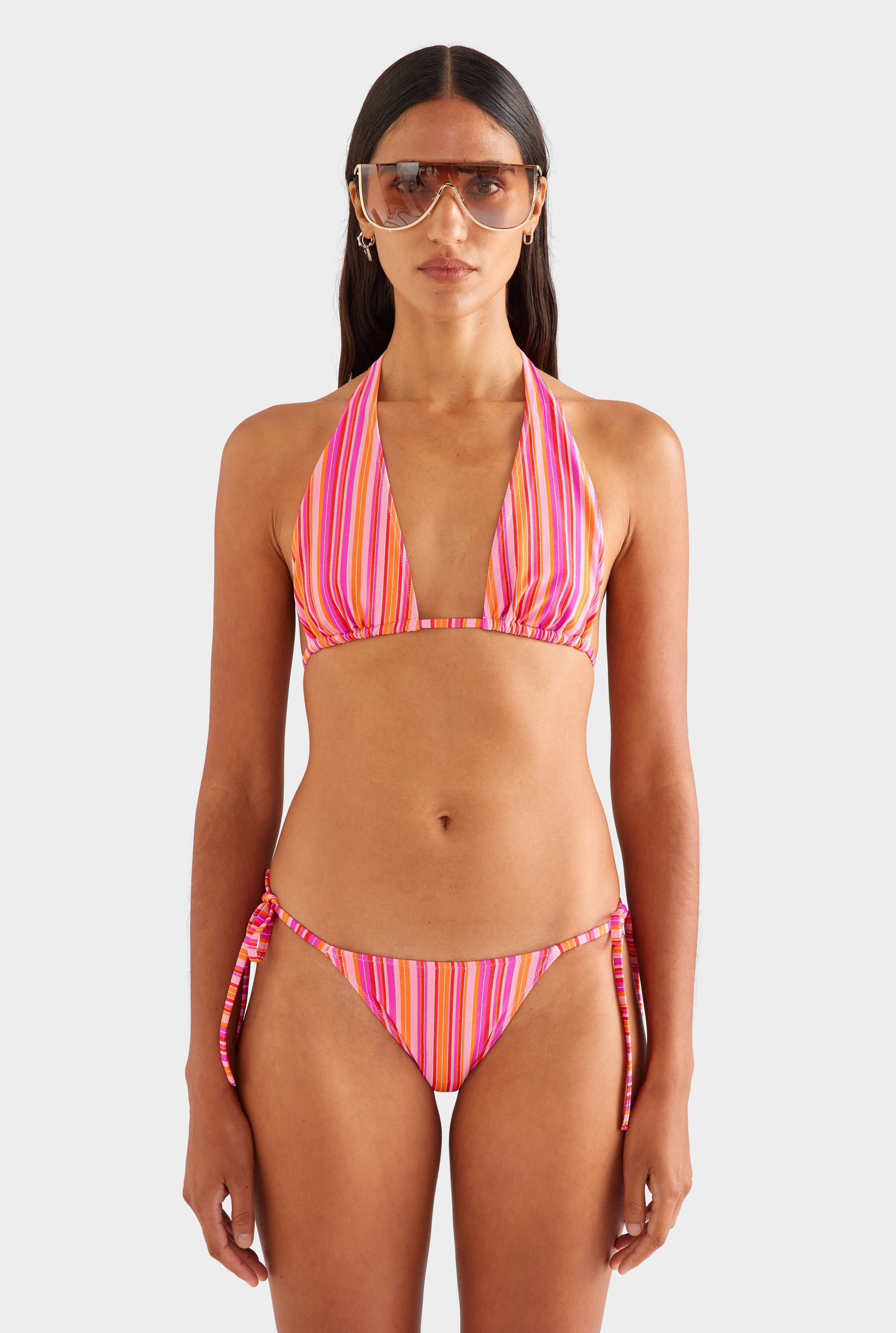 Stripe High Tri - Pink/Orange Stripe [[SU26 - WOMENS - D2 - 41050 - Stripe High Tri - Pink-Orange Stripe - 41055 - Stripe Tie Side Bikini Brief - Pink-Orange Stripe_0220 copy.jpg]]