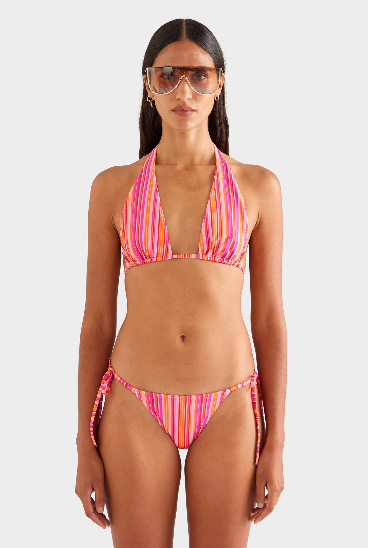 Stripe High Tri - Pink/Orange Stripe [[SU26 - WOMENS - D2 - 41050 - Stripe High Tri - Pink-Orange Stripe - 41055 - Stripe Tie Side Bikini Brief - Pink-Orange Stripe_0220 copy.jpg]]