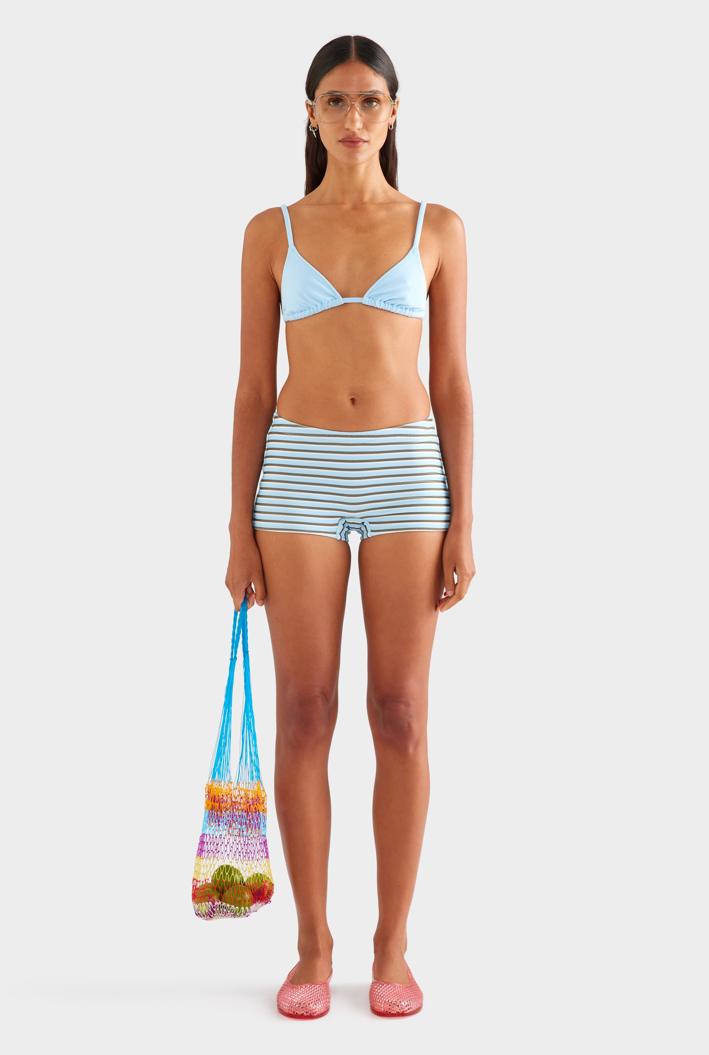Terry Boy Short - Sky Blue/Olive/White Stripe [[SU26 - WOMENS - D2 - 41051 - Terry Boy Short - Sky Blue-Olive-White Stripe_0170.jpg]]