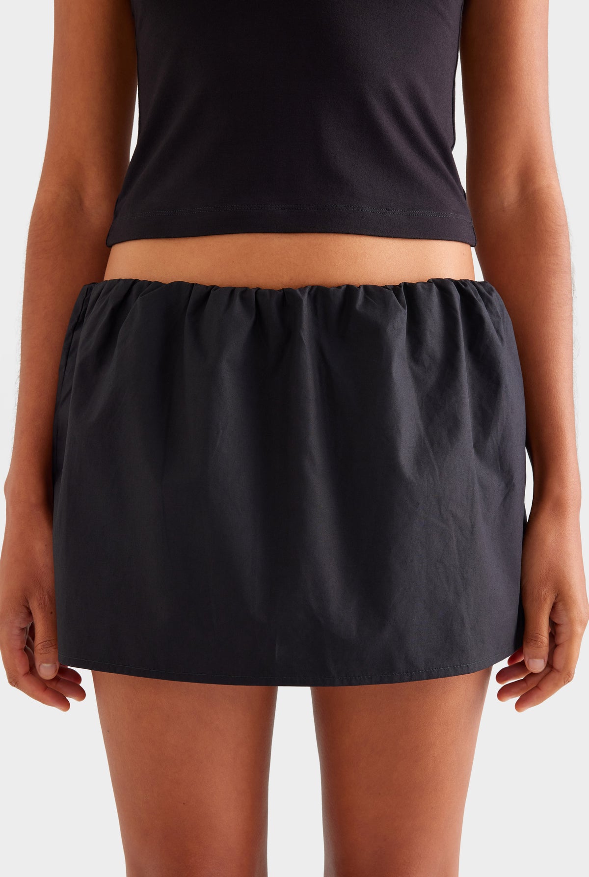 Cotton Elasticated Skort - Black [[SU26 - WOMENS - D2 - 42184 - High V Neck Halter Tank - Black - 44050 - Cotton Elasticated Skort - Black_0084.jpg]]