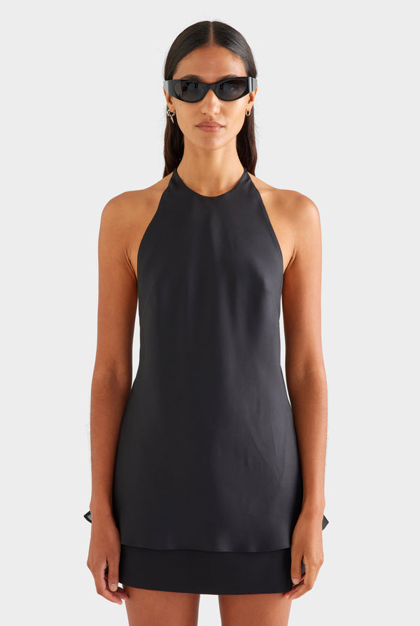 Silk High Neck Draped Top - Black [[SU26 - WOMENS - D2 - 42191 - Silk High Neck Draped Top - Black_0067.jpg]]