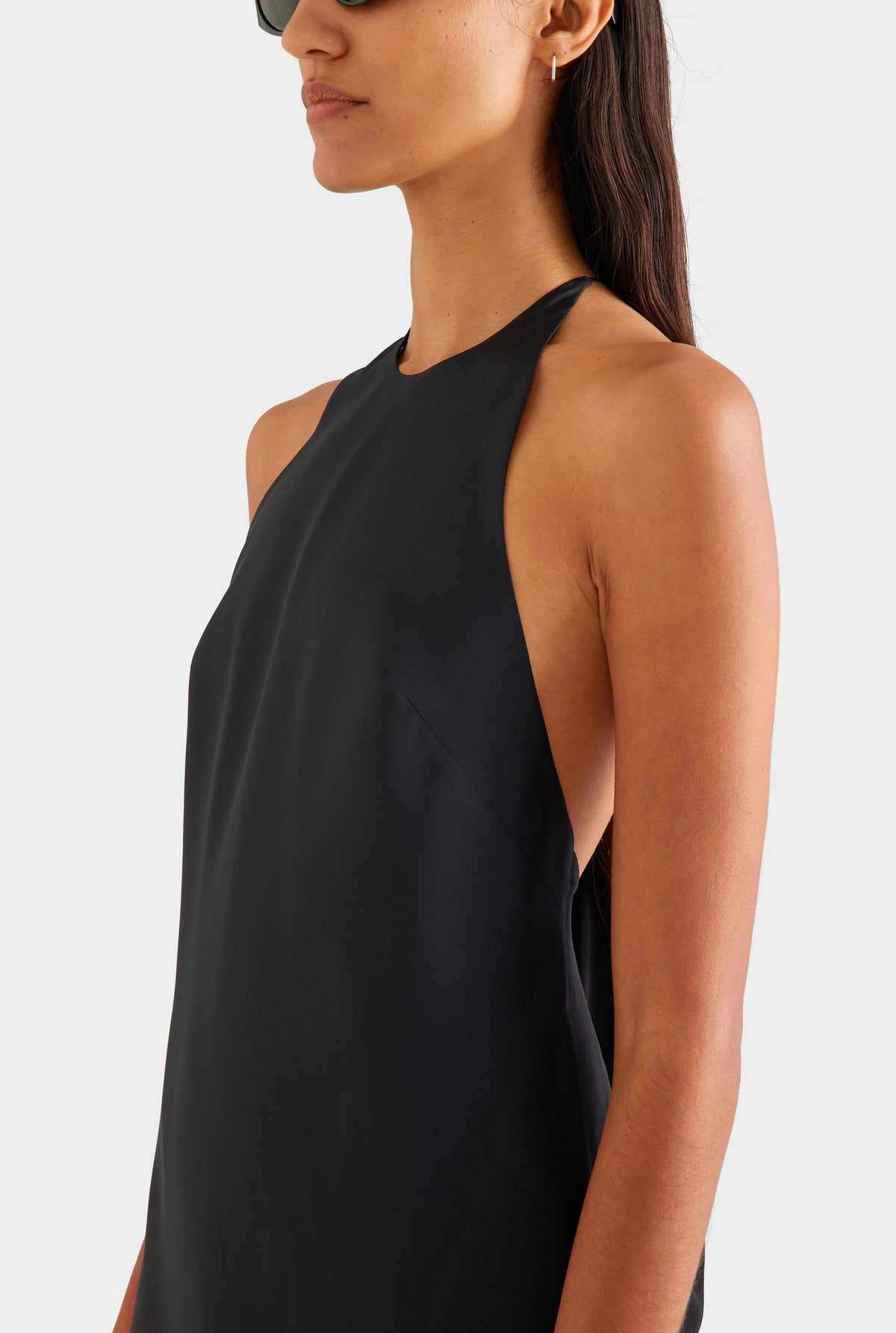 Silk High Neck Draped Top - Black [[SU26 - WOMENS - D2 - 42191 - Silk High Neck Draped Top - Black_0069.jpg]]