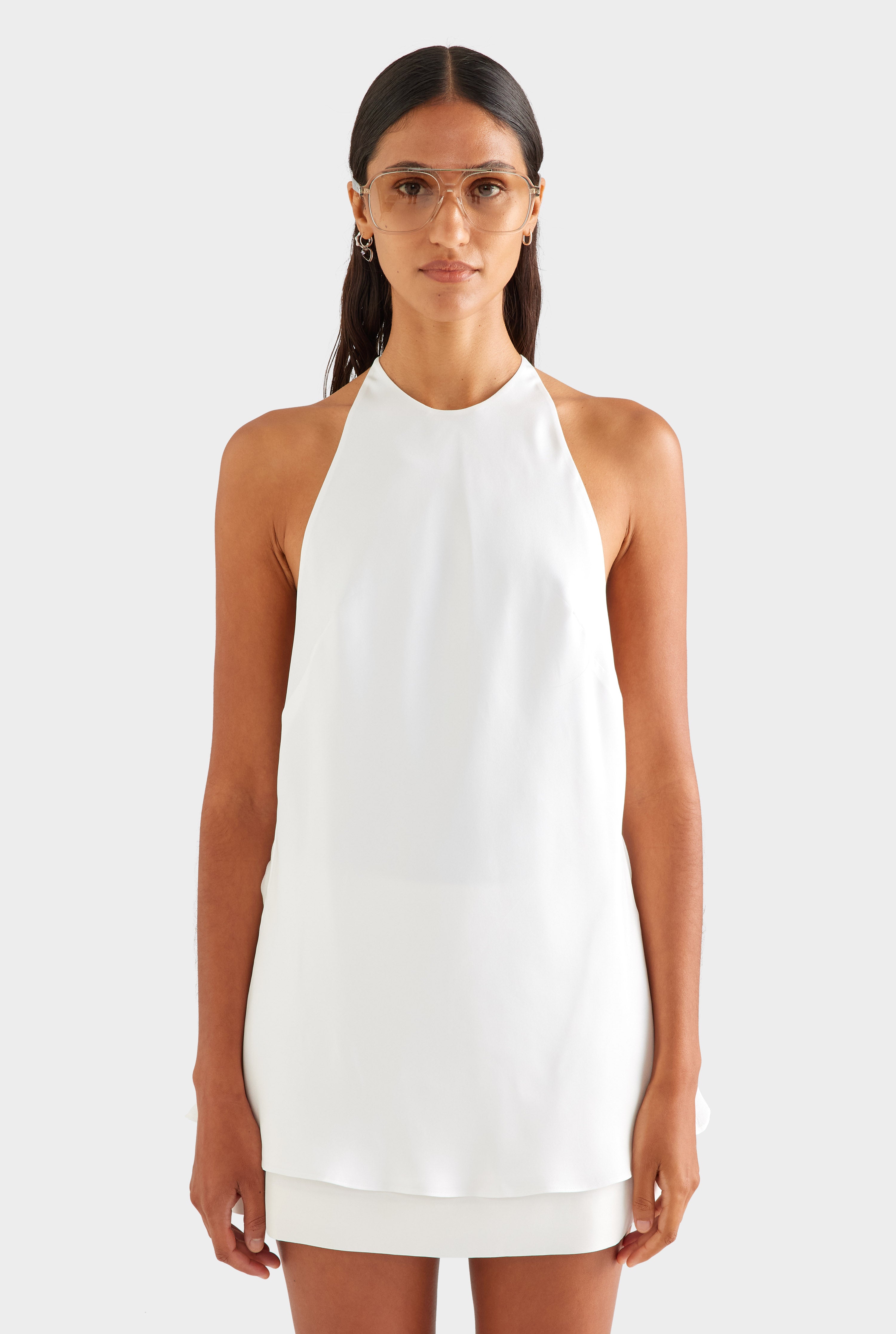 Silk High Neck Draped Top - Cream [[SU26 - WOMENS - D2 - 42191 - Silk High Neck Draped Top - Cream_0053.jpg]]