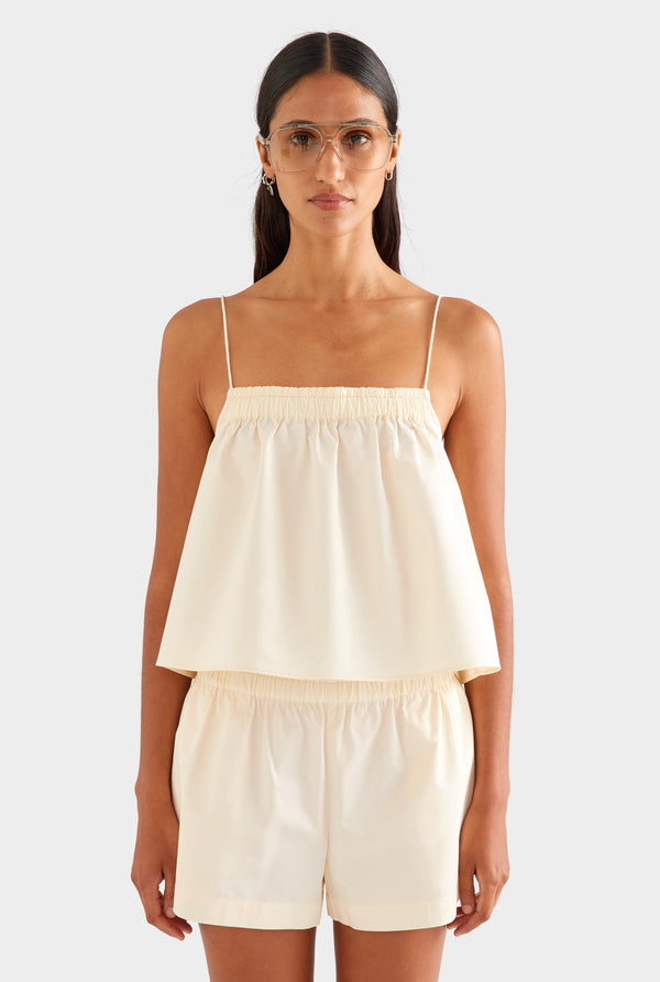 Double Elastic Cotton Twill Cami - Buttercream [[SU26 - WOMENS - D2 - 42195 - Double Elastic Cotton Twill Cami - Buttercream - SU26 - 44054 - Double Elastic Cotton Twill Short - Buttercream_0300.jpg]]