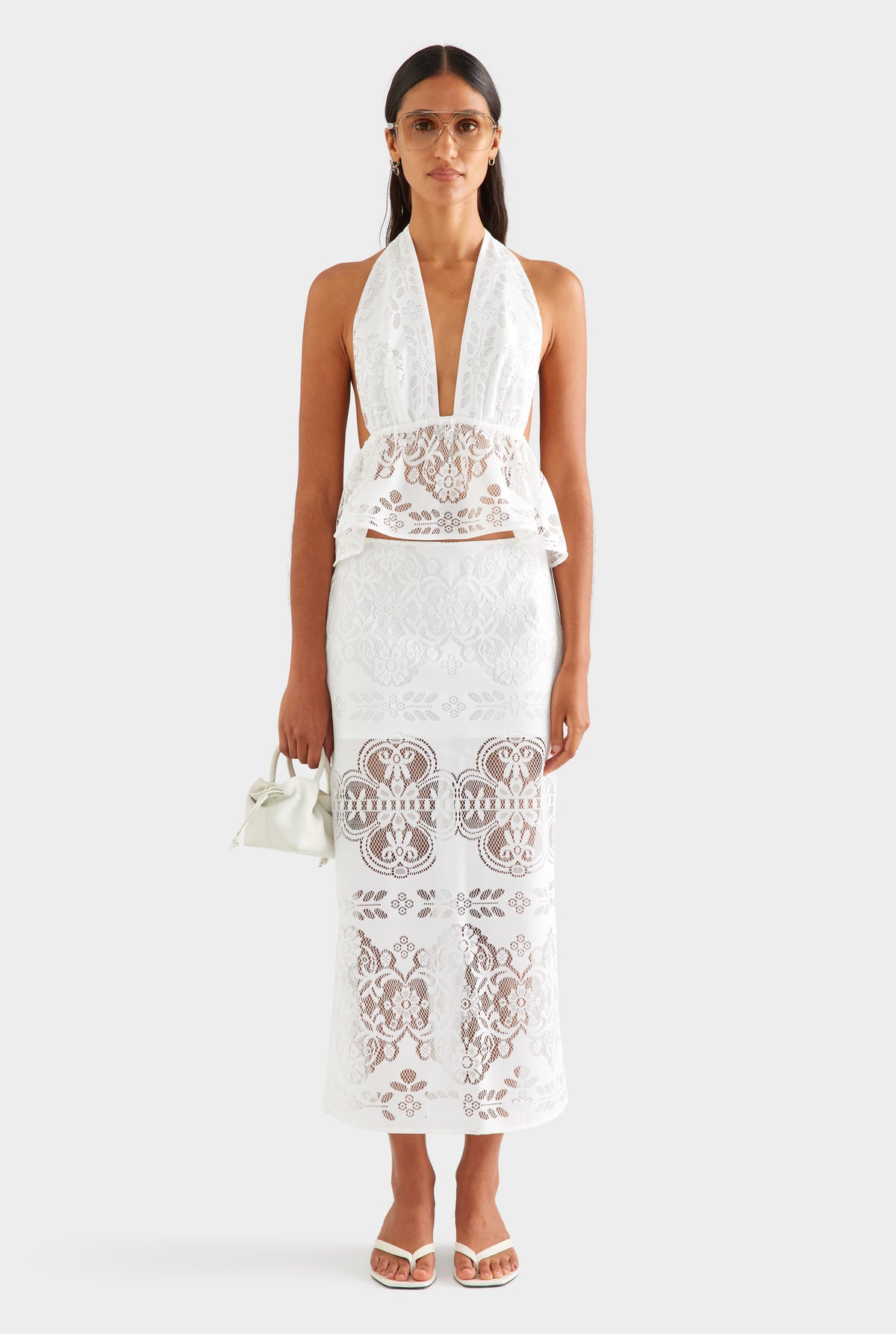 Lace Halter Top - Off White [[SU26 - WOMENS - D2 - 42198 - Lace Halter Top - Off White - 48074 - Lace Midi Skirt - Off White_0453.jpg]]