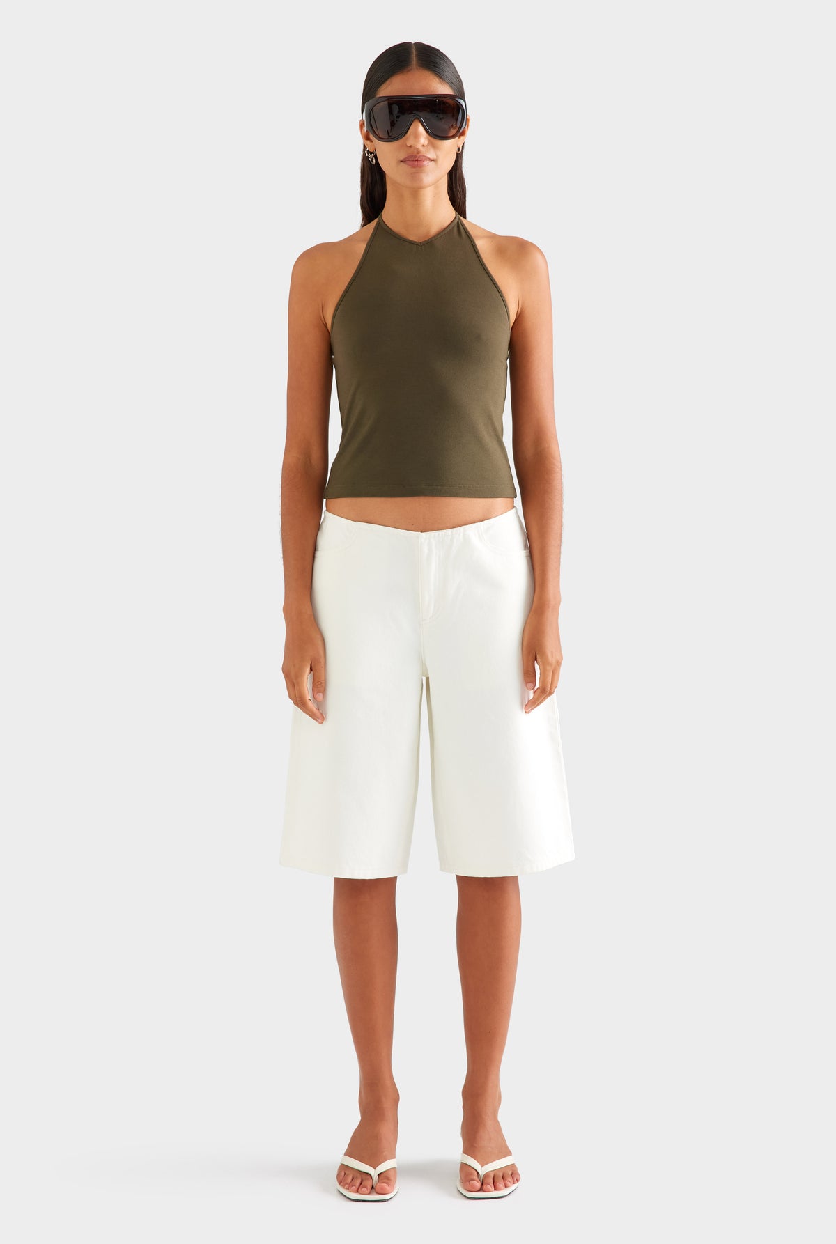 Low Rise Denim Bermuda - White [[SU26 - WOMENS - D2 - 44055 - Low Rise Denim Bermuda - White_0358.jpg]]