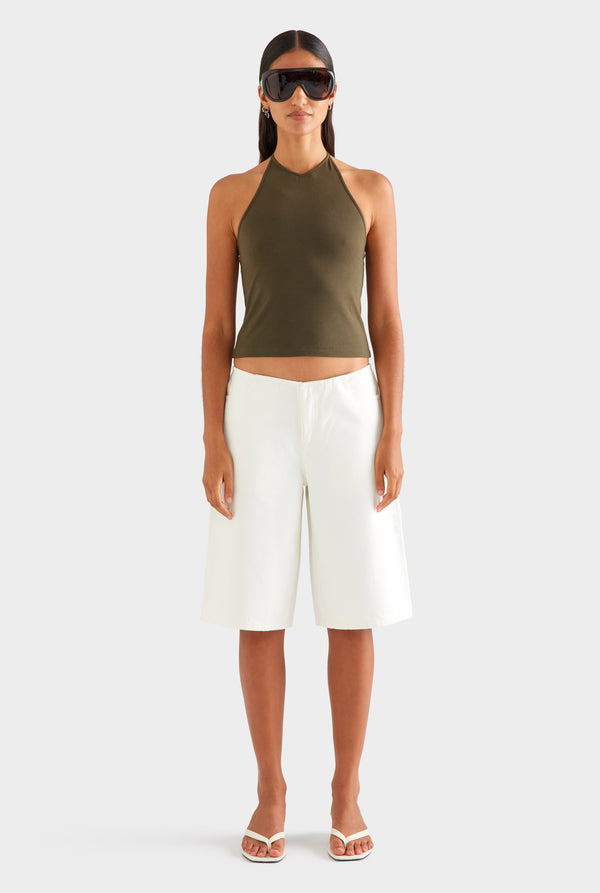 Low Rise Denim Bermuda - White [[SU26 - WOMENS - D2 - 44055 - Low Rise Denim Bermuda - White_0358.jpg]]