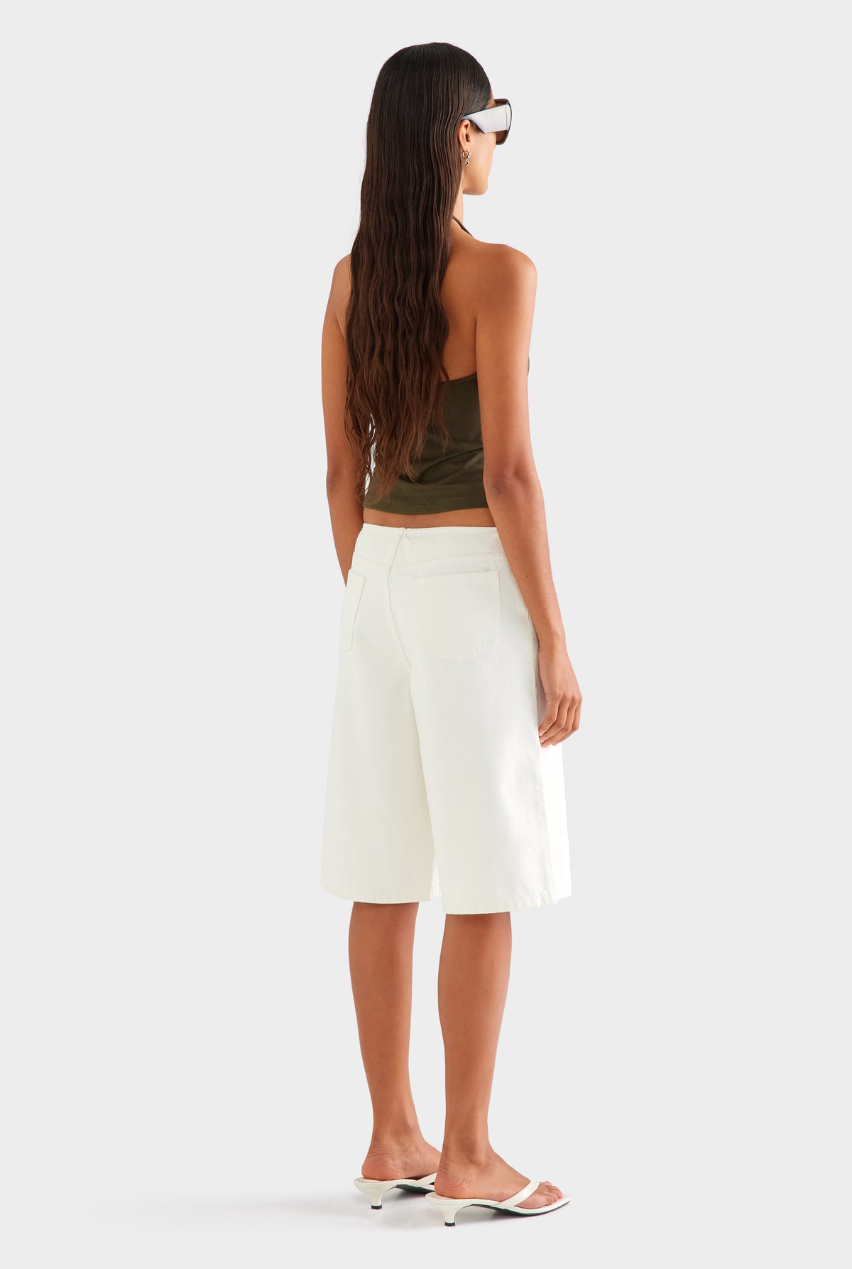 Low Rise Denim Bermuda - White [[SU26 - WOMENS - D2 - 44055 - Low Rise Denim Bermuda - White_0362.jpg]]