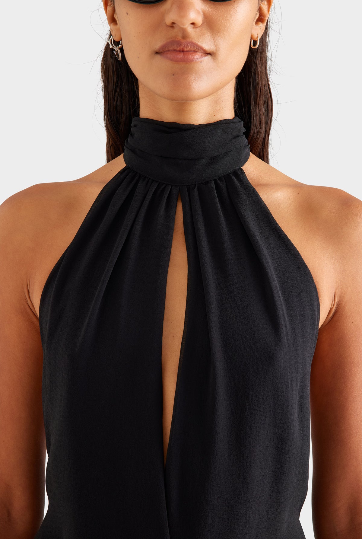 Silk High Neck Sash Dress - Black [[SU26 - WOMENS - D2 - 47123 - Silk HIgh Neck Sash Dress - Black_0057.jpg]]