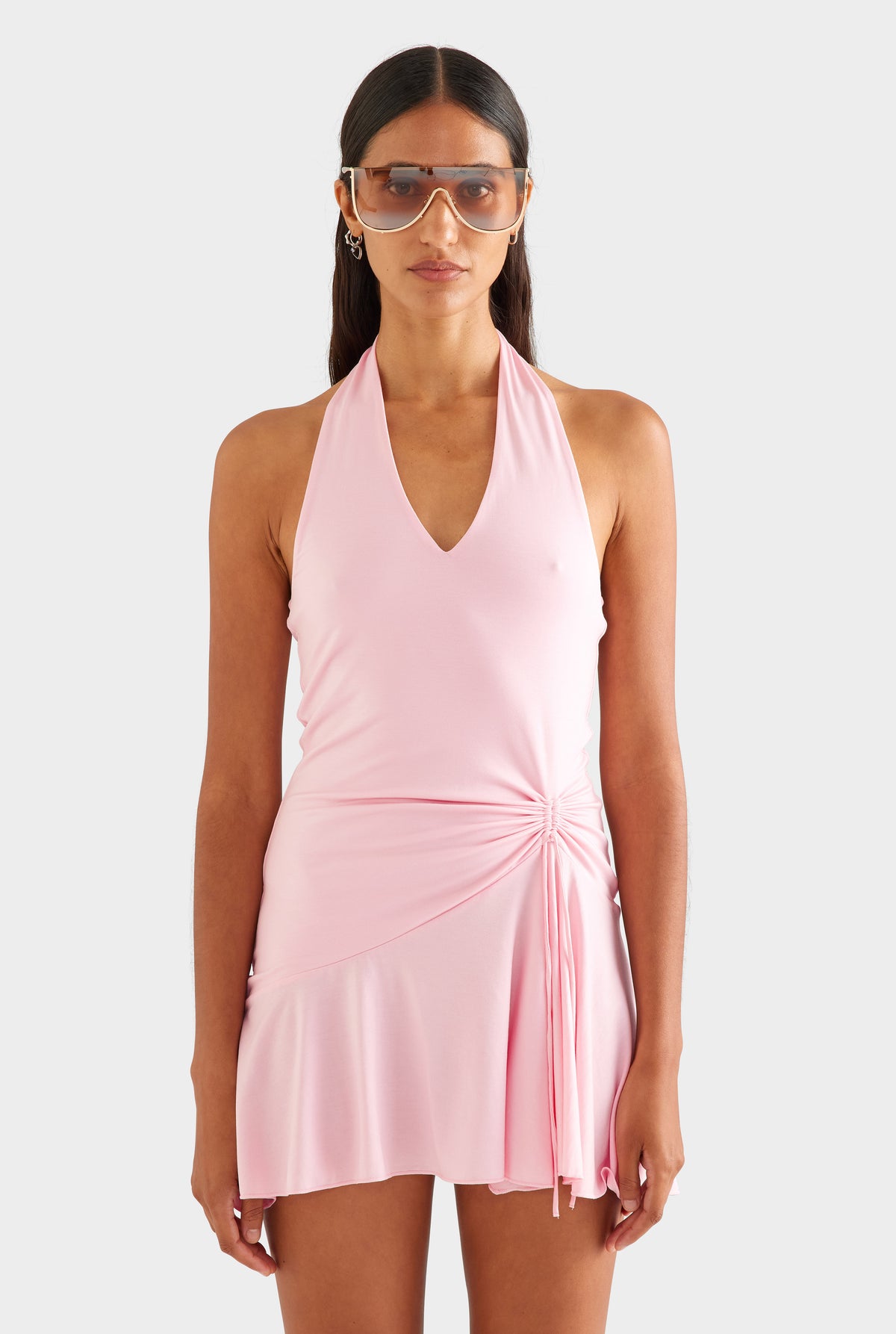Jersey Handkerchief Halter Mini Dress - Bubblegum Pink [[SU26 - WOMENS - D2 - 47149 - Jersey Handkerchief Halter Mini Dress - Bubblegum Pink_0820.jpg]]