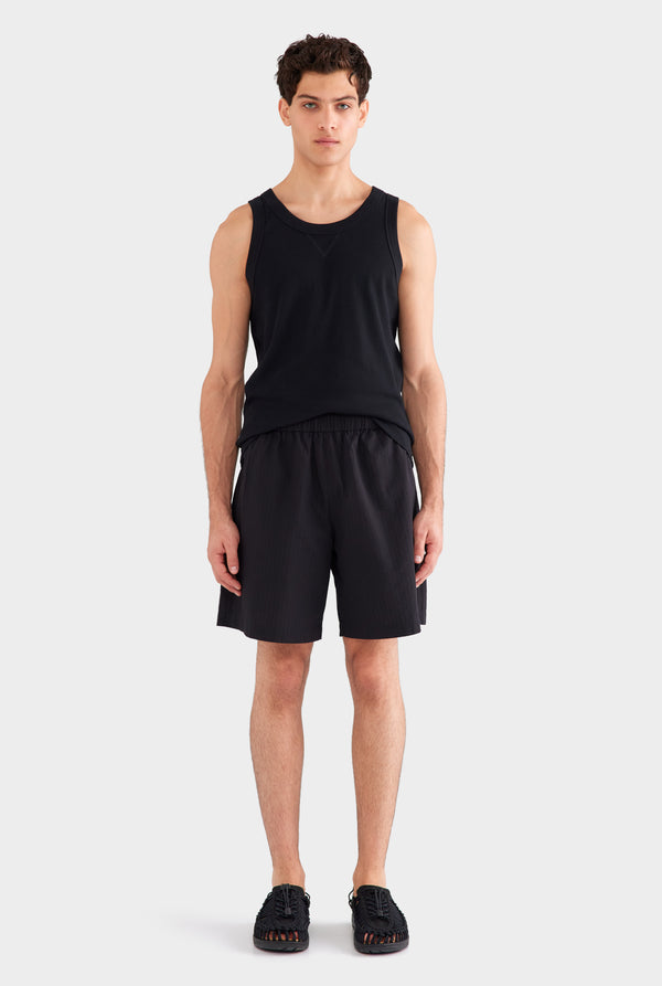 Seersucker Cotton Bermuda Short - Washed Black