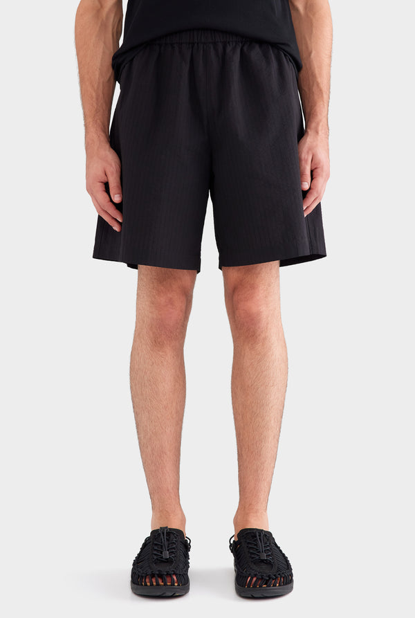 Seersucker Cotton Bermuda Short - Washed Black