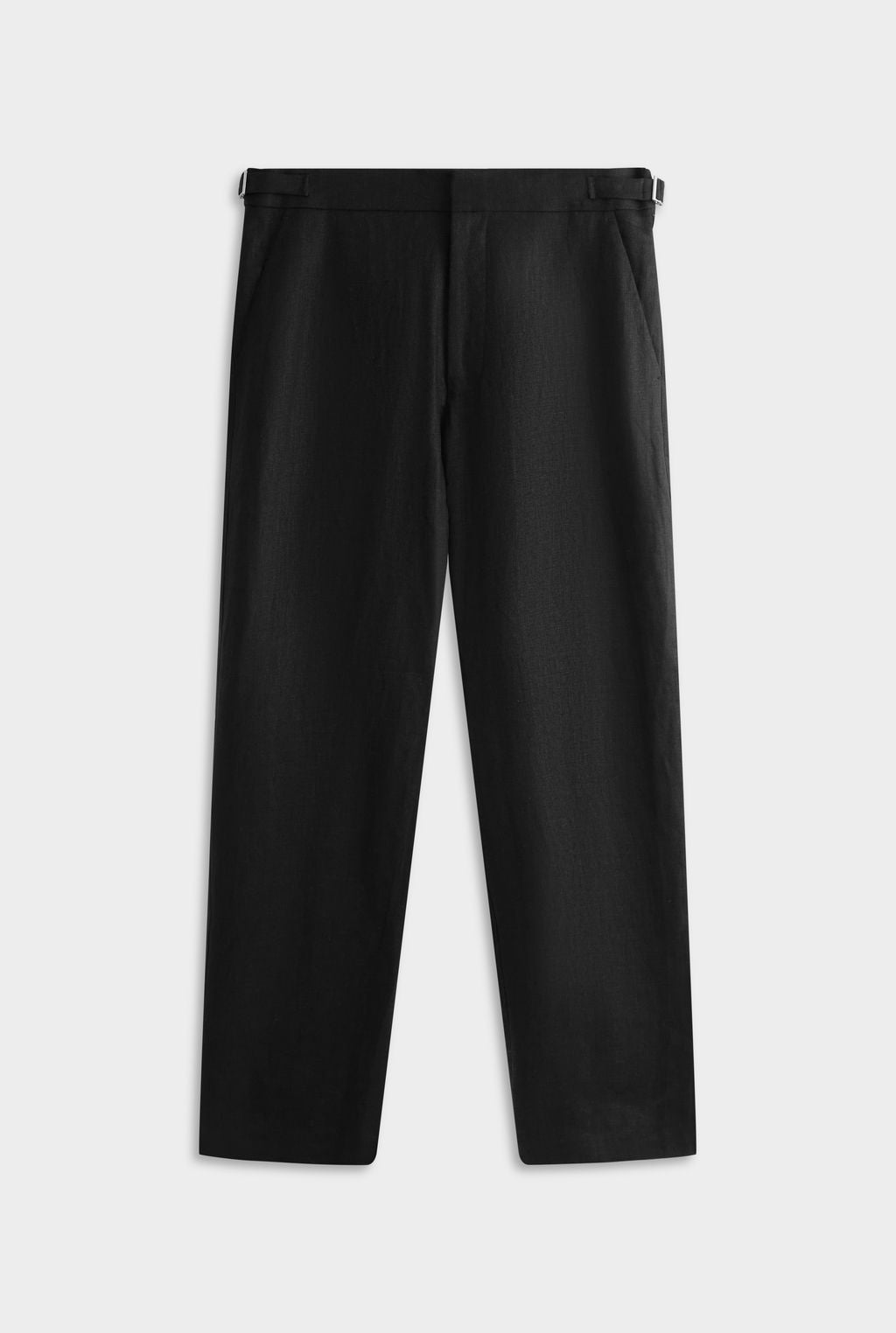Tailored Linen Side Tab Trouser - Black