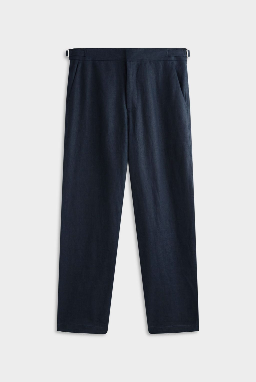 Tailored Linen Side Tab Trouser - Navy