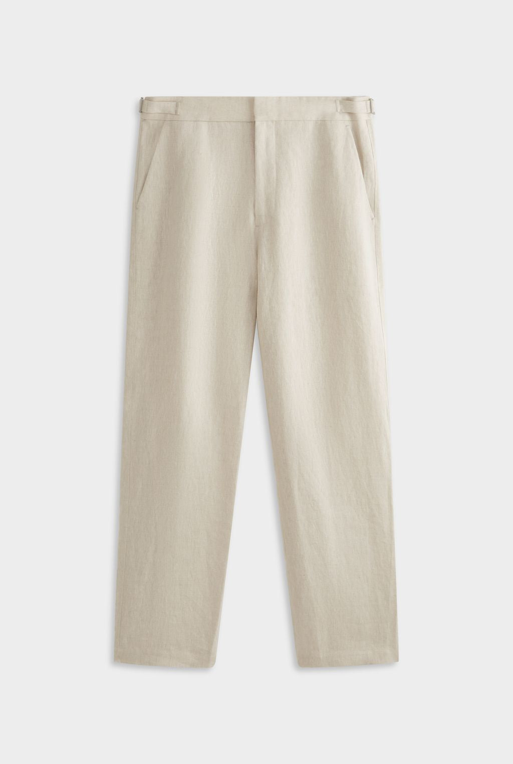Tailored Linen Side Tab Trouser - Sand