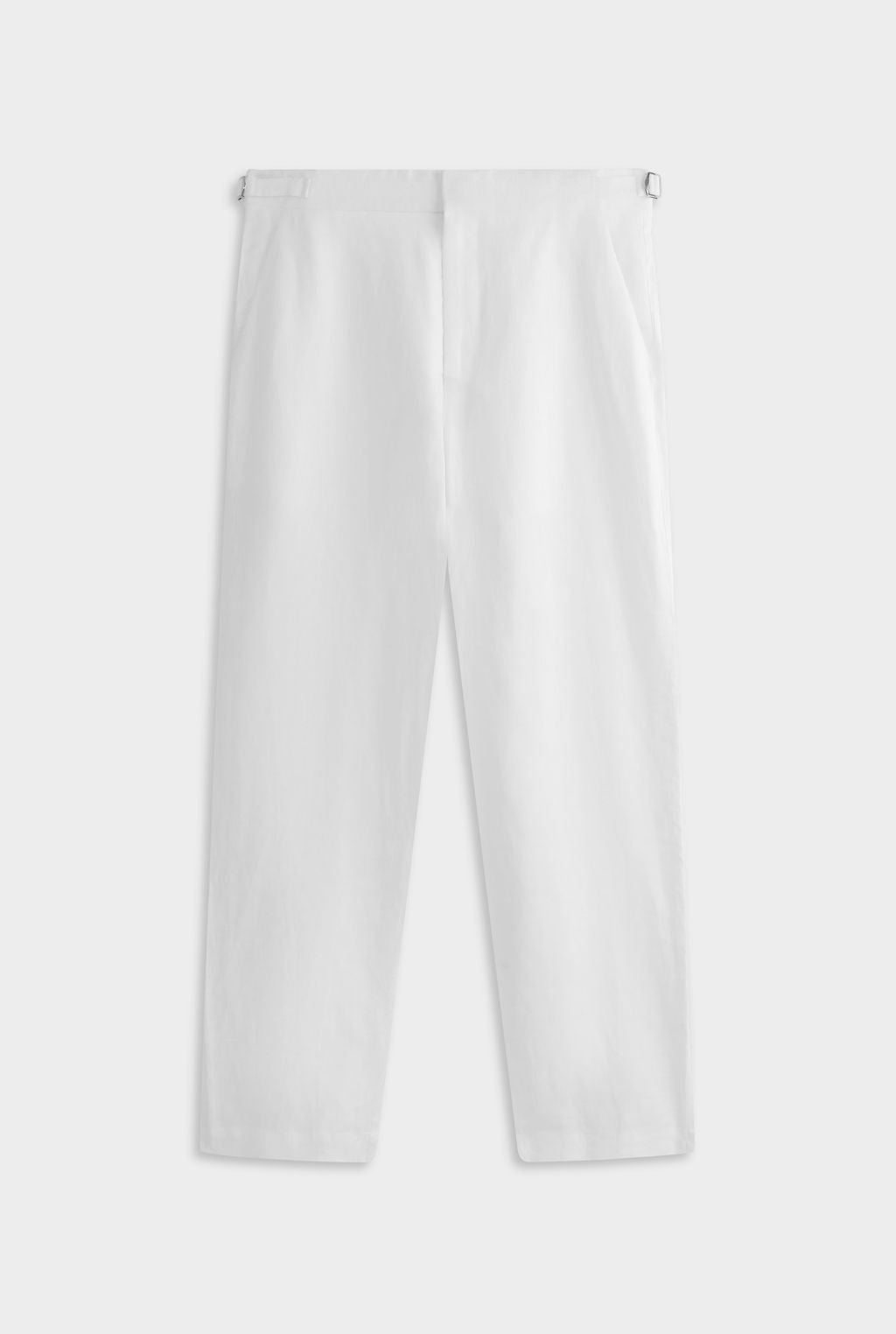 Tailored Linen Side Tab Trouser - White