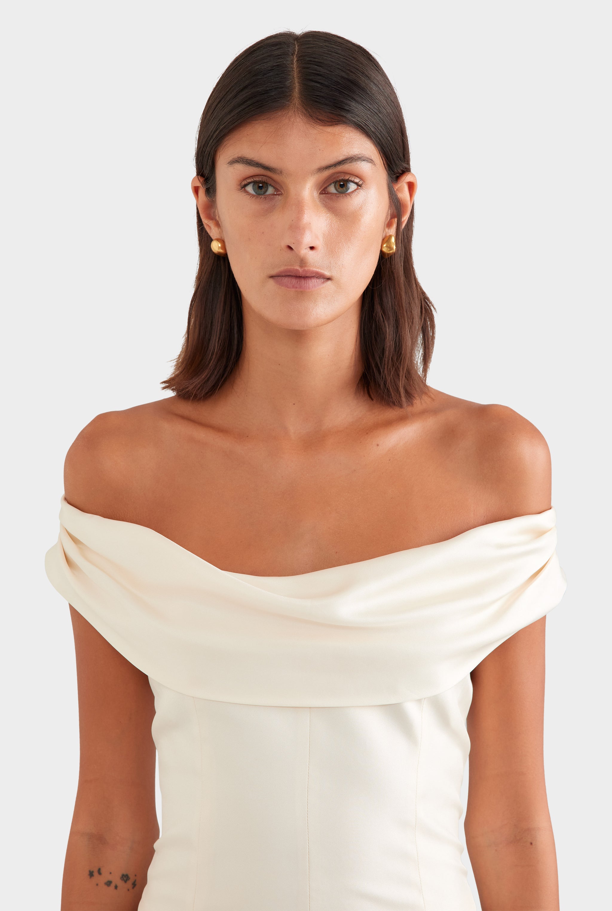 Silk Cowl Neck Bodice - Champagne