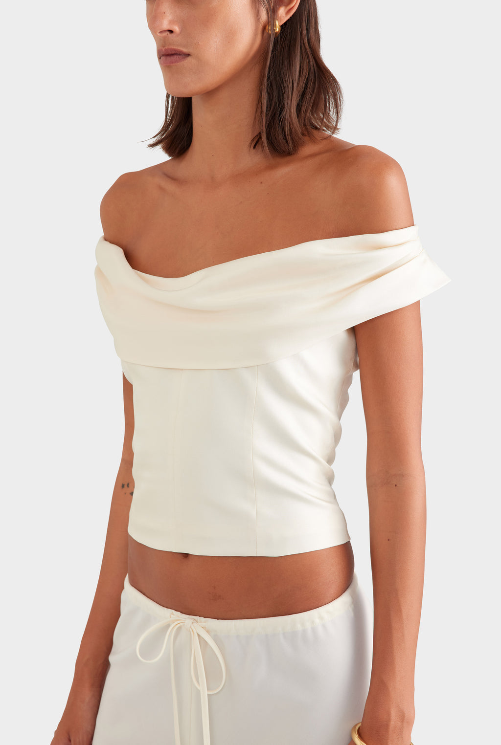 Silk Cowl Neck Bodice - Champagne