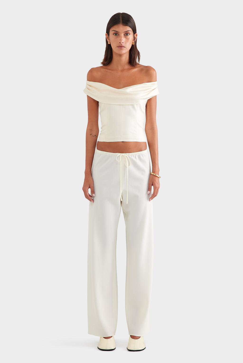 Silk Cowl Neck Bodice - Champagne