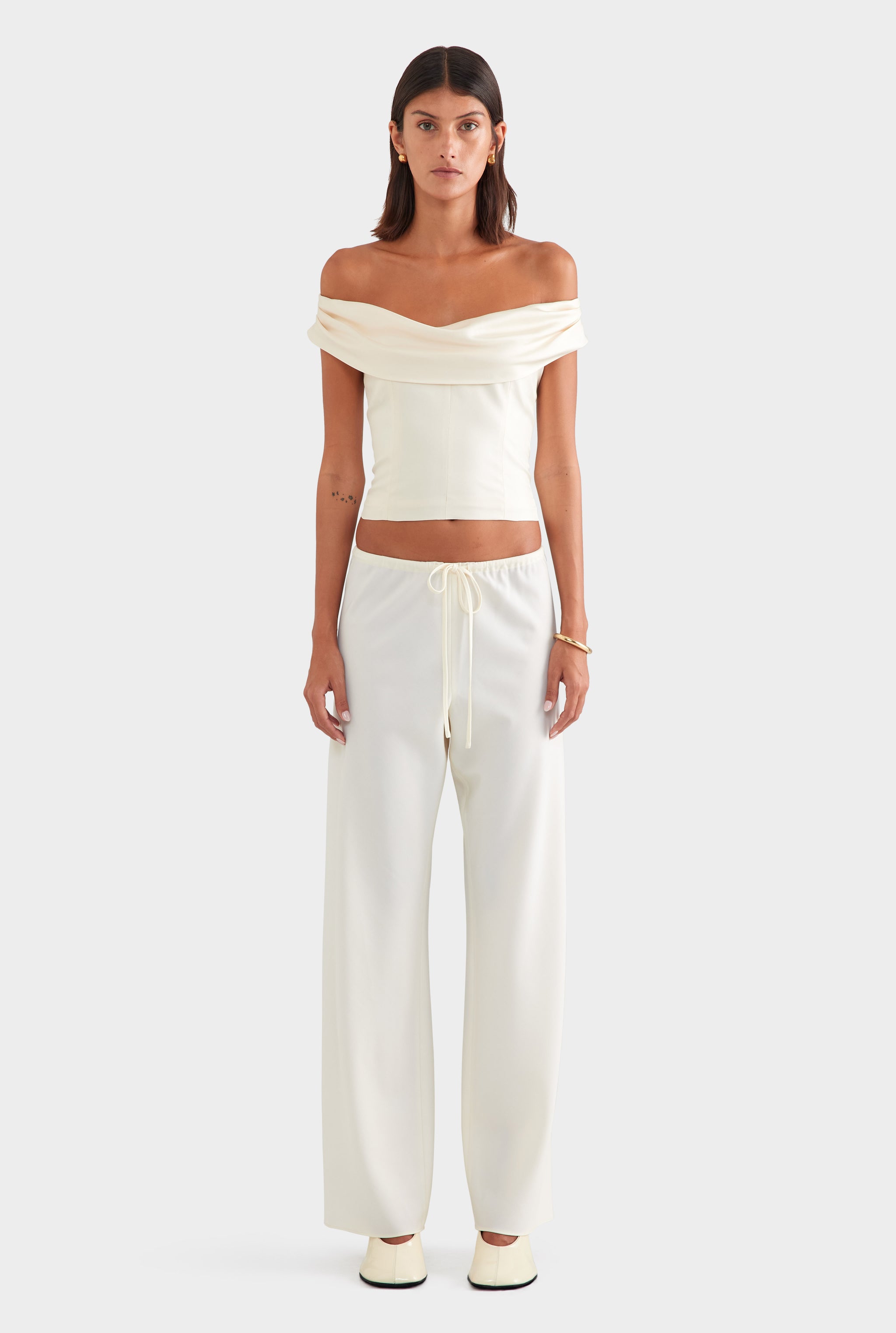Silk Cowl Neck Bodice - Champagne