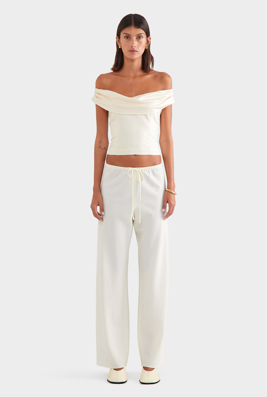 Silk Cowl Neck Bodice - Champagne