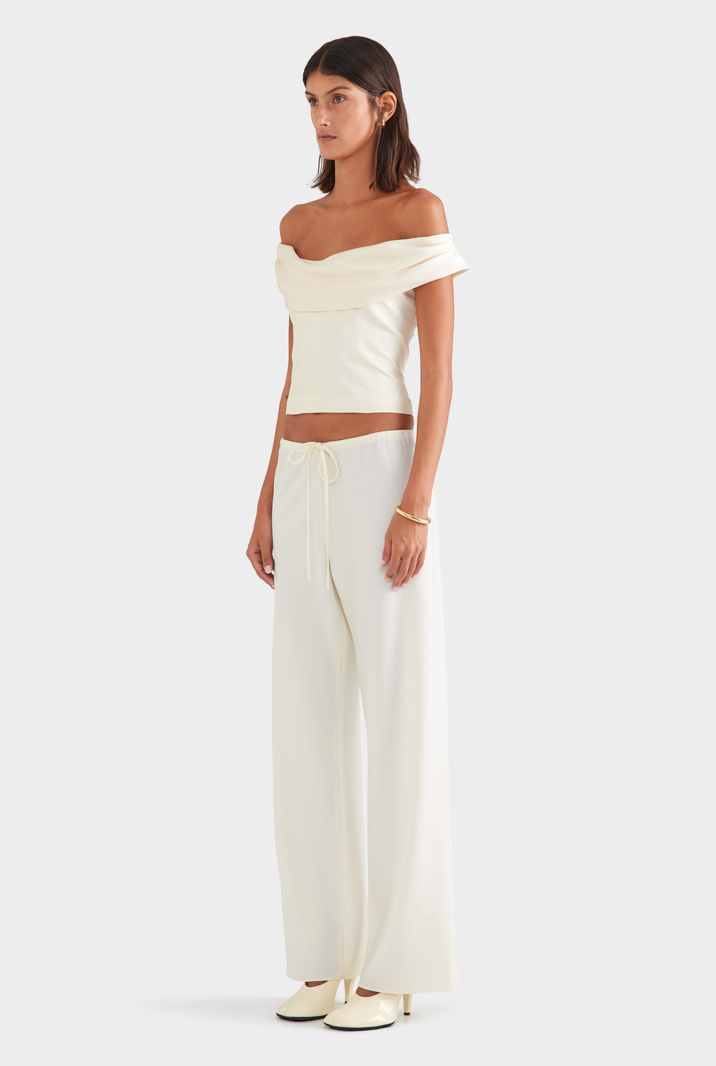 Silk Cowl Neck Bodice - Champagne