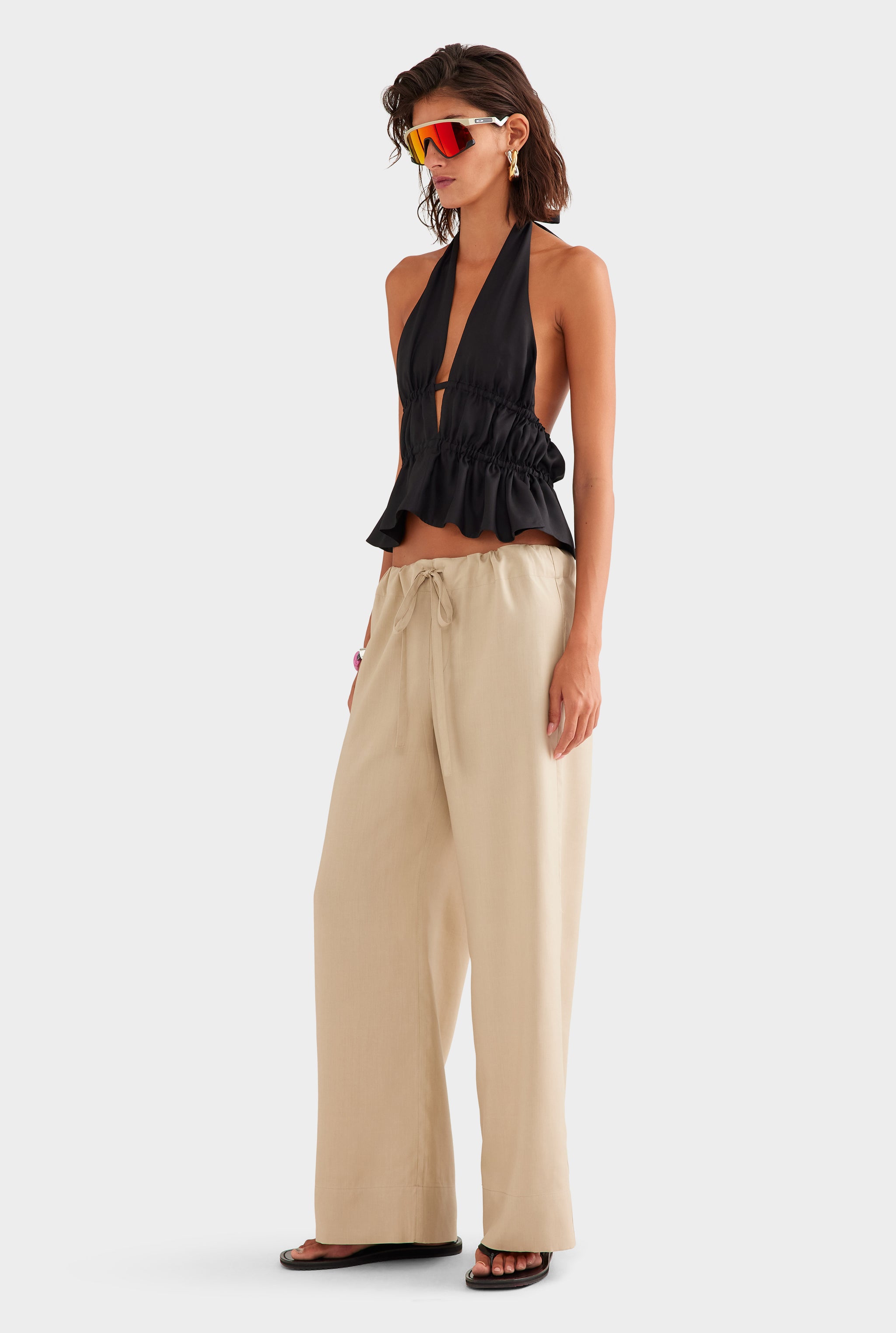 Relaxed Fuji Silk Drawstring Pant - Taupe